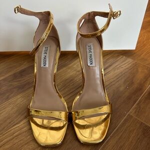 Steve Madden Metallic Gold Ankle-Strap Heels
